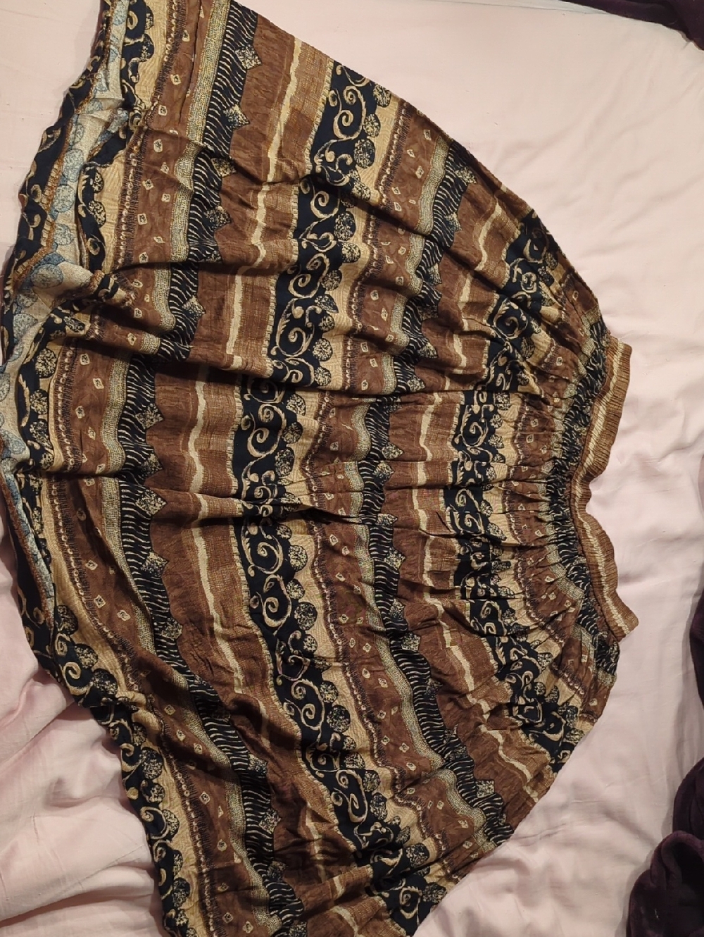 Brown & Black Patterned Circle Skirt